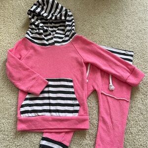 Pink and Black Striped Kids Matching Set